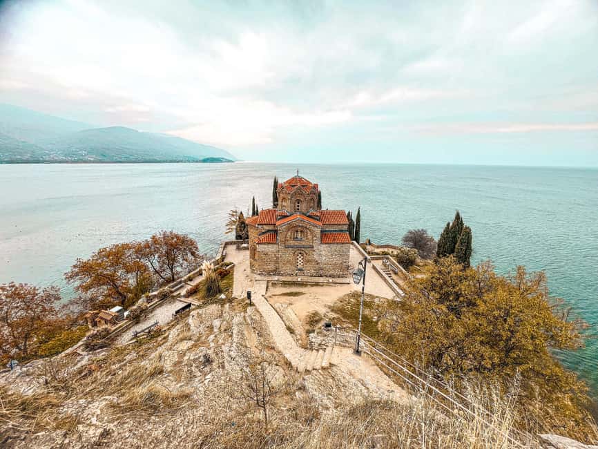 From Tirana,Day Tour: UNESCO site Ohrid Lake - Old Town Ohrid: church viewpoints and the Ottoman-era streets you will actually walk