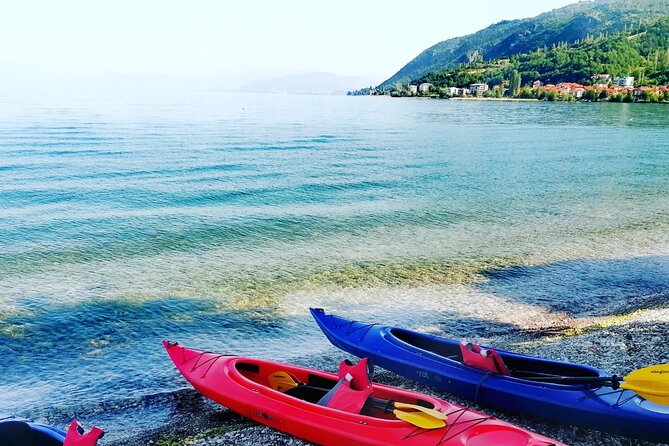 Lake Ohrid Kayaking with beach and BBQ Lunch - Trpejca Village: Slower Views, More Lake Time